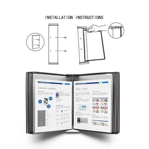 Wall Mounted a3 Poster Flip Book Display with 10 Panels and 20 Pockets(PVC+Metal) 45×32×8CM (Color : A)