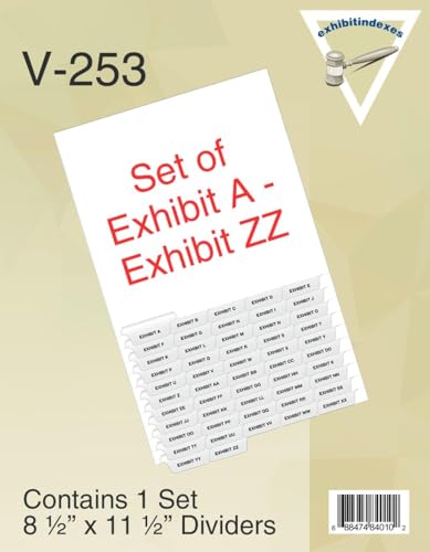 Exhibitindexes® Bottom Exhibit Dividers A-ZZ Bold Font Tabs Made in USA