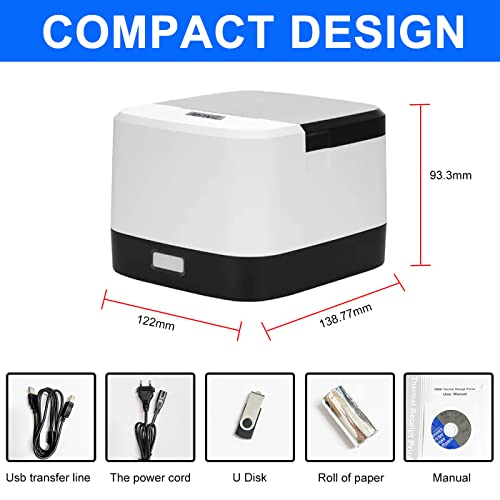 LENVII LV-R258 58MM POS Thermal Printer, USB and LAN Ports, Compatible with Windows and Mac, Suitable for Retail/Supermarket/Kitchen/Clothing Stores