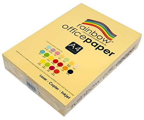 Rainbow A4 80Gsm Office Paper 500 Sheets, Lemon Yellow