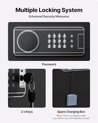 VEVOR 6-8 Gun Safe, Long Gun Cabinet for Rifles and Pistols, Quick Access Rifle Safe with 3 Ammo Slots and 2 Adjustable Racks, Large Digital Cabinet with Key and Password Lock