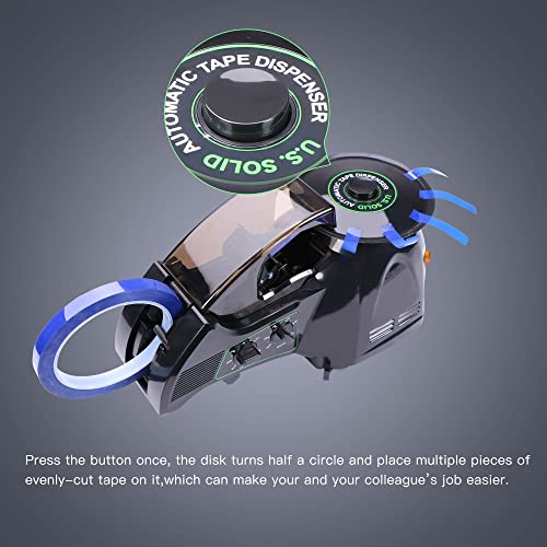 U.S. Solid Automatic Tape Dispenser JF-8000, Electric Carousel Round Tape Cutting Machine, Cut Width 0.12-0.98 in, Length 0.2-2.36 in, Bobbin-Free, Replaceable Blade, AC 110 V