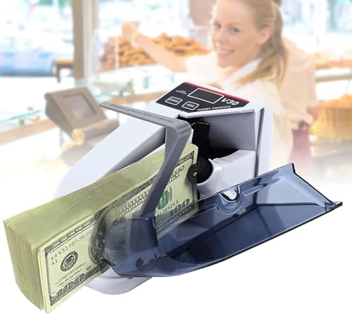 LFMDZC Mini Money Counter, Portable Money Counter Machine Bill Counter Money Handy Bill Cash Counter for Multi-Currency Handy Banknote Counter,100-240V LCD Display