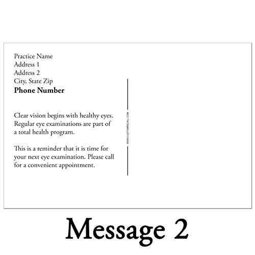 Appointment Reminder Postcards for Optometry. Customize Card Back with Practice Information. 4"x6", Full-Color Front & Premium High Gloss UV Coating, Black Text on Back, Sturdy 16 Pt. (2500)