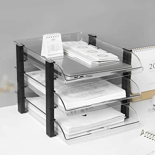 File Magazine Folder Holder Transparent File Holder Three-Layer Plastic Horizontal Frame Student Desktop File Organizer Storage Rack Storage Basket File Organizer (Color : A, Size : 1) (A 2)