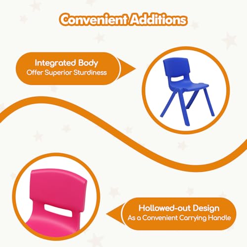 Beuioslyr 6 Pack Stackable School Chairs, Heavy Duty 220lbs Capacity Plastic Chairs, Kids Flexible Seating for Classroom Elementary, School, Daycare, Outdoor, Classroom Furniture (H: 21.65in)