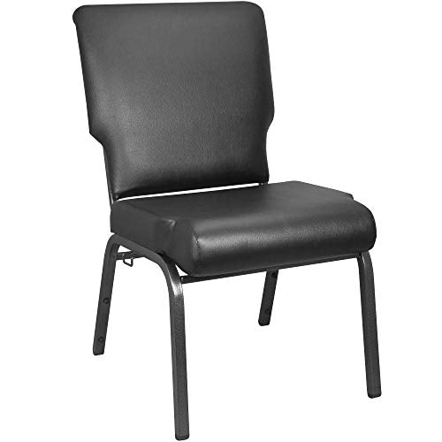 BizChair Black Vinyl Church Chair 20.5 in. Wide