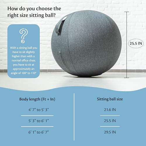Backerz Balance Ball Chair for Office & Home - Ergonomic Exercise Ball for Posture & Back Pain Relief, Yoga Ball Chair - Sitting Ball with Washable Linen Cover