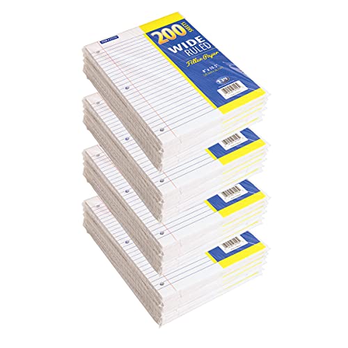 EPI Filler Paper, Wide Ruled Loose Leaf, 200 Sheet, 10.5 x 8 Inch, Pack of 24