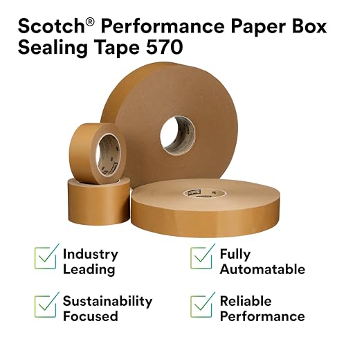 3M Scotch Performance Paper Box Sealing Tape 570, Brown, 2.8" x 547 yd