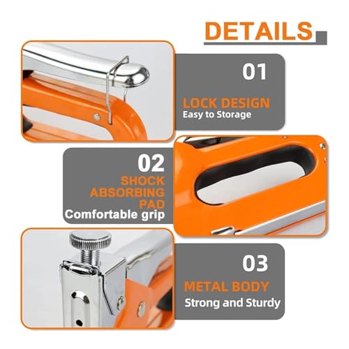 Oil-Free Pneumatic Staple Gun 4 in 1 Staple Gun Kit U-Shaped Nail Gun Heavy Duty Staple Gun with Stapler Remover and 1200pcs Staples Home Upholstery Tools