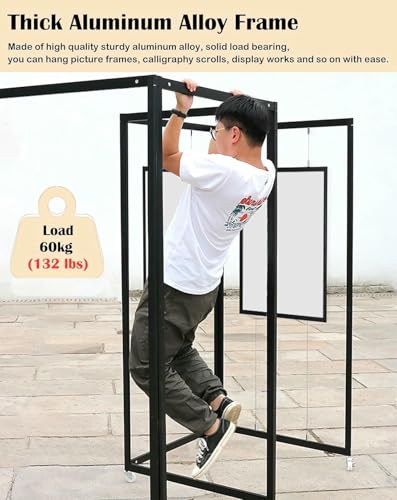 XDRGOOIUY Picture Hanging Exhibition Display Stand with Stable Base, Freestanding Double-Sided Painting Show Rack for Art Gallery, Craft Fair, Booth