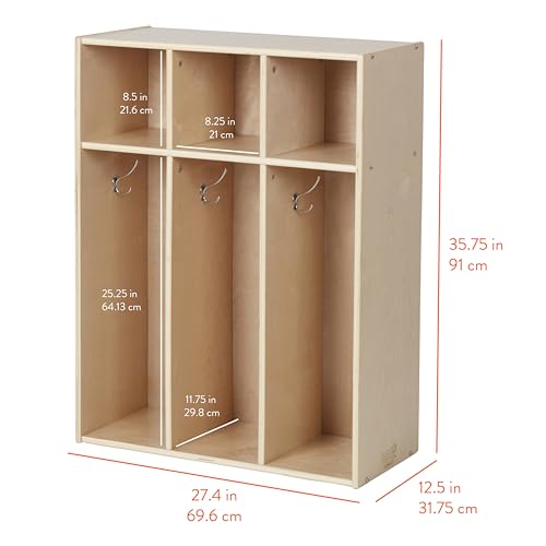 Back2School Express Sleekline 3-Section Toddler Coat Locker, Natural