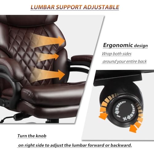 Qusaphy Big and Tall Office Chair for Heavy People, Executive Office Chair, 360 Swivel, Heavy Duty Casters