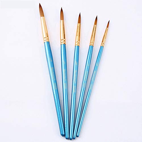 UOHLCX HBJWOV Wooden Handle Drawing Painting Paint Brush Set Pearl Multifunction Art Supplies Nylon Hair Watercolor Gouache 5 Pcs(D)