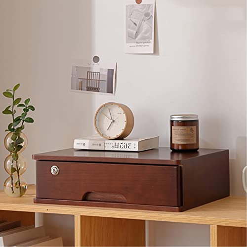 YXEDPBF Desktop Organizer Storage Box - Desktop File Cabinet, Desktop Storage Box with Drawers, Flat File Cabinet Storage, Wooden File Cabinet/Data Cabinet, 2/3/4 Tier with Lock