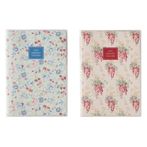 Noritsu Pagem Household Account Book, 2027, A5, Weekly Memory Household Account Book, Laura Ashley, Rossa, Sankta 7713 (Starts from December 2026)