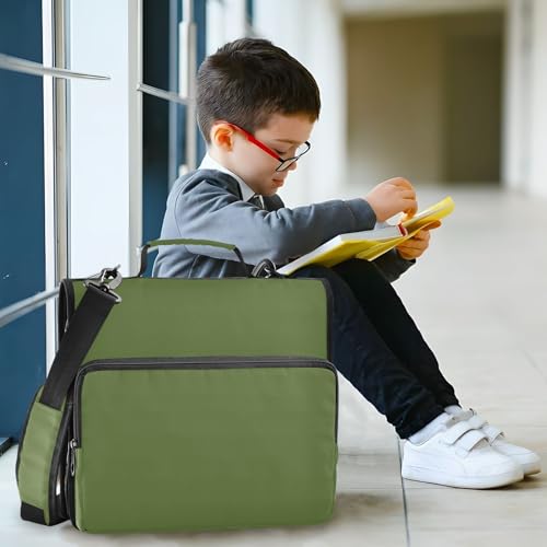 YEGAME Olive Green Waterproof Zipper Binder with Shoulder Strap, 3-Ring Trapper Keeper with Lay-Flat Design and Multiple Compartments for School & Office, Adults & Kids
