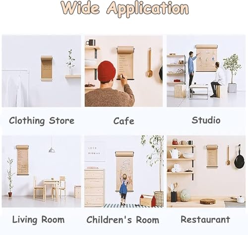 ZOCWJK Kraft Paper Roll Display Wall Mount Memo Board Wall Decor Dispenser, with Wood Shelf &, Easy to Hang,40/70/100/130 cm Wide for Office Coffee Shop,40cm/15.7in Wide