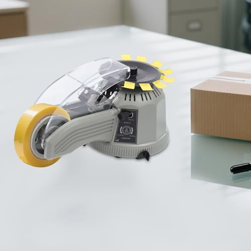 Automatic Tape Dispenser, 110V Electric Tape Cutter, Adjustable Length, ABS & Tungsten Steel, Heavy Duty for Packaging, Warehouse, Office, Carton Sealing, 25W, Grey