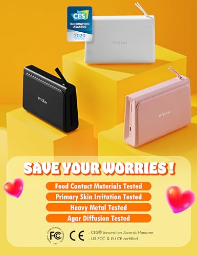 Pricker+ Photo Sticker Printer | 6PASS Multi Wireless Portable Printer for Phone | Mini Photo Printer w/ 10 Sheets + Label 10 Sheets | Customizable Color Sticker Printer 2.56 x 3.57 Inch (Pink)