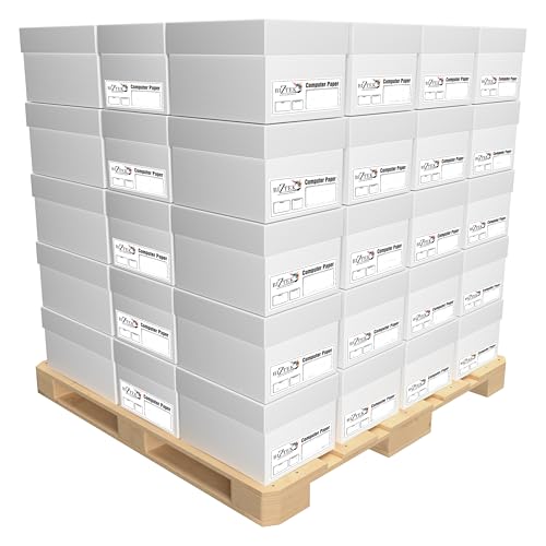 BIZTEK Continuous Computer Paper, 14 7/8 x 11, 1-Part, 92 Bright, 20 lb, 1/2" Green Bar | 50 Cartons | 2,700 Sheets/Carton