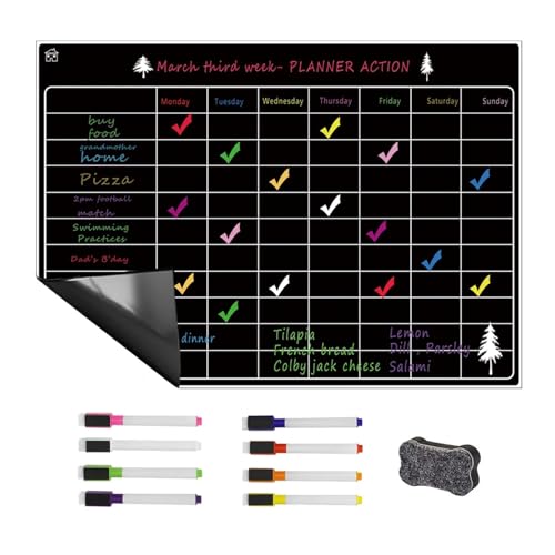Magnetic Dry Erase Calendar Board for Fridge Monthly Weekly