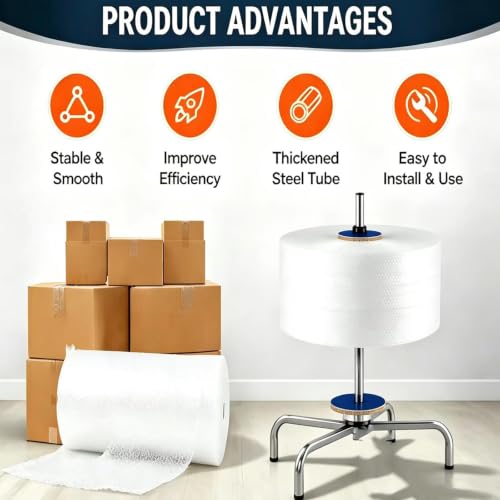 YZHYY Heavy Duty Bubble Wrap Dispenser, Manual Standing Wrapping Roll Stand