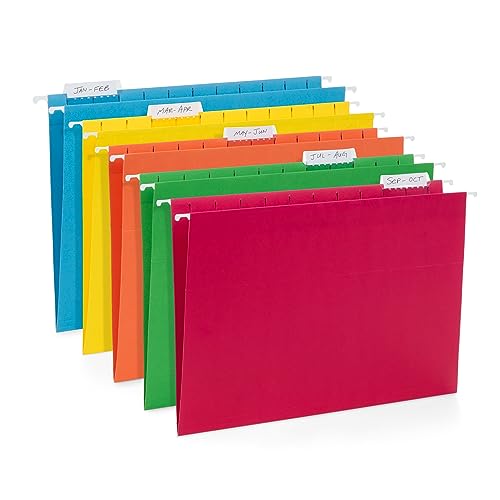 Blue Summit Supplies 5 Hanging File Folders, Letter Size, Assorted Colors