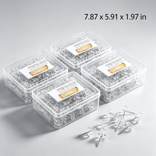 Push Pins 2000 Count,Standard Transparent Thumb Tacks Steel Point