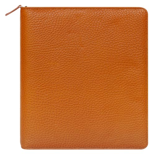 FranklinCovey - Alex Ring-Bound Binder for FranklinCovey Planners | Leather with Zipper Closure (Monarch, Saddle)