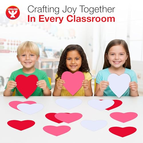 Hygloss Heart Shape Paper Cut-Outs for Arts & Crafts-Many Creative Uses-Valentine’s Day Activities-6 Inches-240 Pcs, Red, Pink & White