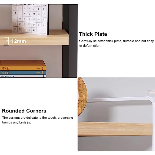 AMUFJJ Desk Book Organizer，Living Room Bedroom Dormitories Wooden Magazines Rack，2 Tier File Folder Holder for Storage Newspapers Invoices Letters(White,36x20x30cm)