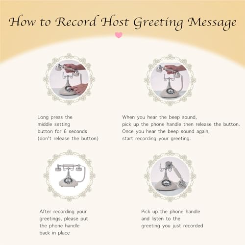 PLIFOEW Audio Guest Book Wedding Phone,Audio Guestbook Phone Vintage Style Audio Message Voicemail for Graduation Retirement Party Birthdays Baby Shower Special Occasions (Beige)