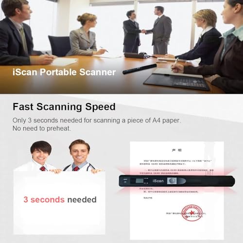 Portable Book Scanner, Handheld A4 Document Scanner with 300/600/900 DPI | Scan to JPG PDF for Office Home Students, USB Rechargeable Mini Scanner for Travel Business, Compact & Lightweight