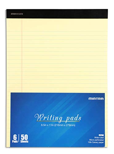Mintra Office Legal Pads, ((xBasic, 8.5in x 11in, Wide (Canary)