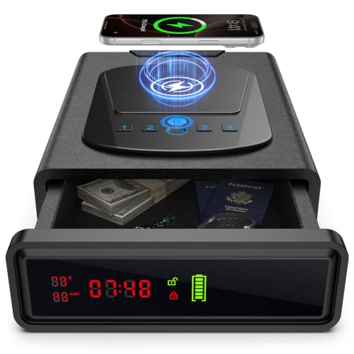 CVLIFE Biometric Gun Safe for Handgun, Fingerprint Safe, Alarm Clock Safe