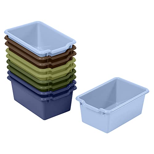 ECR4Kids Scoop Front Storage Bins, Multipurpose Organization, Earthtone, 10-Piece