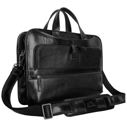 Mancini Pelle D’oro Triple Compartment 15.6” Laptop/Tablet Briefcase, Black