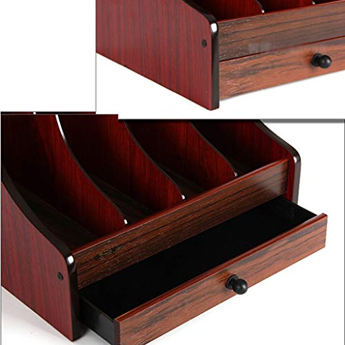 AFPSDLFJDLS Wooden Desktop Shelf 4 Sections Magazine File Document Folder Book Frames Dividers Cabinet Shelve Display and Storage Organiser for Home or Office