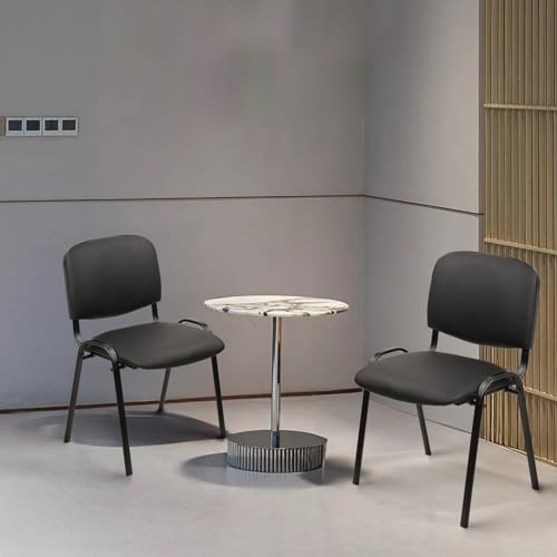 CLATINA Stacking Waiting Room Chairs, PU Leather Armless Office Guest Chair with Metal Frames, Stackable Conference Room Chairs No Wheels for Reception Lobby Side Meeting Training School, Black 20PK