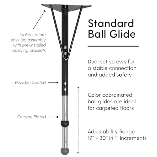 FDP 24" x 36" Rectangle Table with Ball Glide Legs - Gray/Black