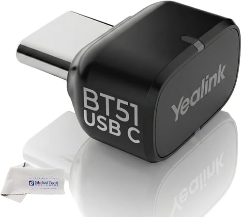 Yealink BT51 USB C Bluetooth Dongle for BH70, BH71, BH72, BH74, BH76 Headsets, Works with PC, Laptops, Mac & Deskphones, Teams & Zoom Compatible, 100 ft Range, Plug-and-Play, HD Voice, Call Control