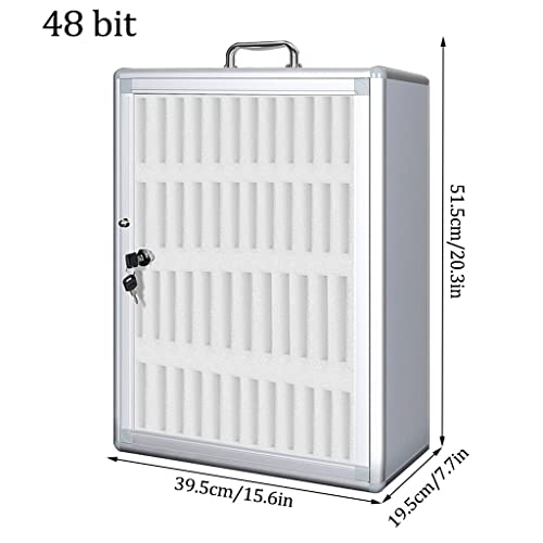 Aluminum Alloy Clear Cell Phones Storage Cabinet, Pocket Chart Locker Box, with Handle Storage Locker Box, for Office Classroom (Color : Silver, Size : 48)