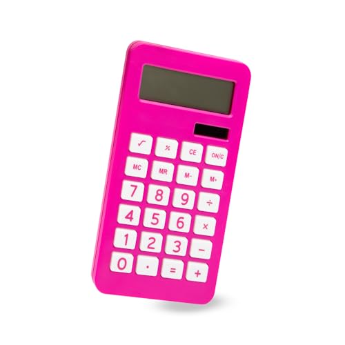 JAM PAPER Desktop Calculator - 10 Digit LCD Display - 3 3/4 x 6 3/4 Inches - Fuchsia Pink - Bulk 10/Pack