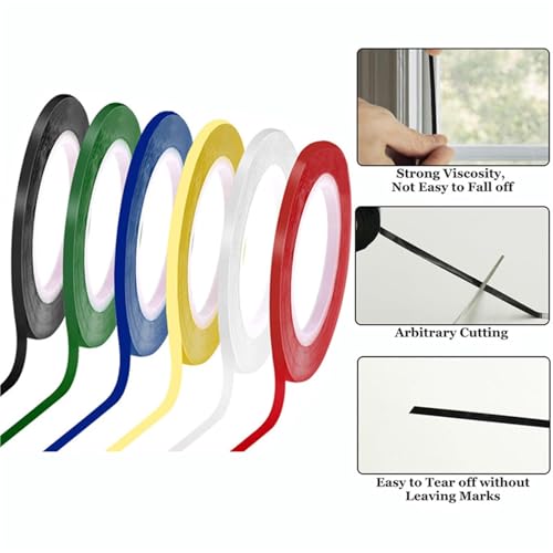 Whiteboard Tape 30Rolls Whiteboard Tape Thin White Board Marking Lines Pinstripe Dry Erase Art Graphic Chart Grid 1/8 Inch(Red)