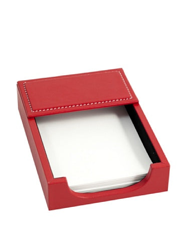 Bey-Berk D1612 Red Leather 4"x6" Memo Holder, 4.75 x 6.75 x 1.65