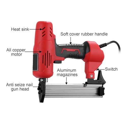 Oil-Free Pneumatic Staple Gun Heavy-Duty Stapler 2600W 220V Electric Nail Gun Portable Wood Frame Stapler Furniture Frame Nailer Woodworking Tools(F30)