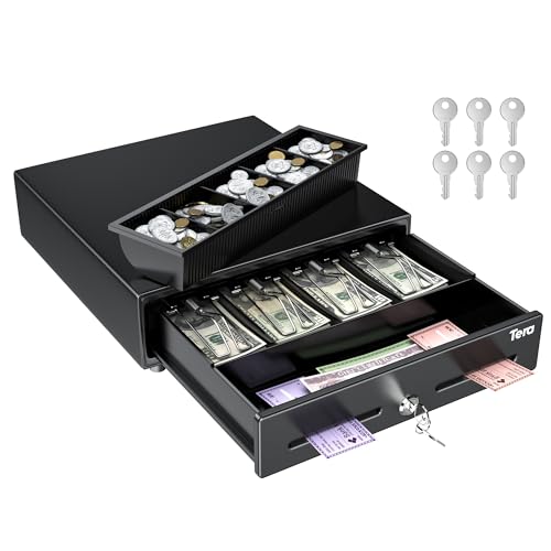 Tera Cash Register Drawer 13": 4 Bill 5 Coin 2 Media Slots for POS, 330G