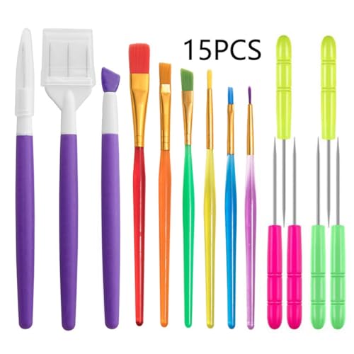 QVEZPRYX Clay Tools 15-piece Set Exhaust Needle DIY Baking Molding Carving Paintbrush Painting Brush Punch